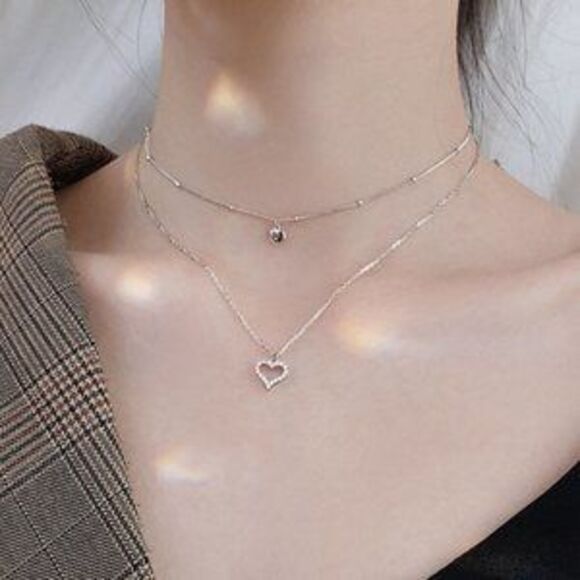 Jewelry - NEW 925 Sterling Silver Diamond Heart Necklace C